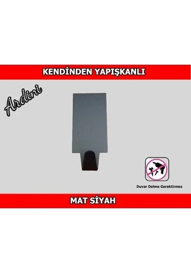 Ardini Kendinden Yapışkanlı Bornoz Havlu Askısı Dikdörtgen Mat Siyah 4'lü Çok Renkli