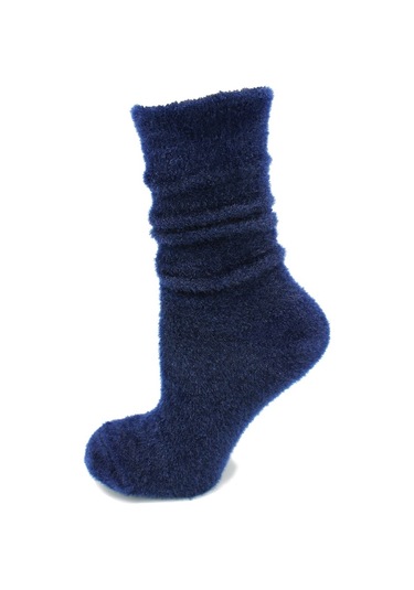 Tüylü Lacivert Kalın Kışlık Kadın Çorap Lacivert