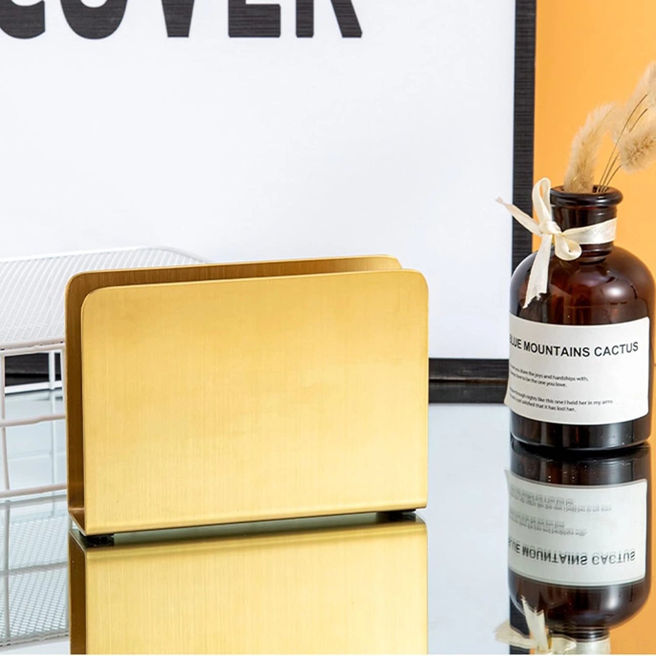 Mufunye Altın Renkli Çelik Masaüstü Peçete Tutucu, Mutfak Ve Yemek Masası İçin Bağımsız Peçete Dağıtıcı Altın