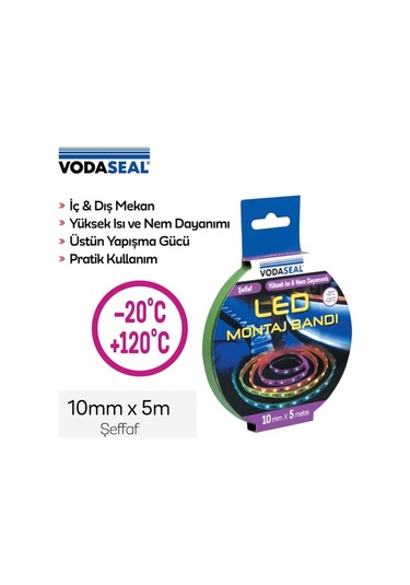 Vodaseal Şefaf Led Montaj Bantı Bandı Şeffaf 10 Mm X 5 Mt N11.103