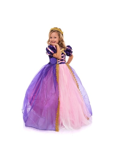 Patiska Nostalji Rapunzel Kostümü Pembe-mor