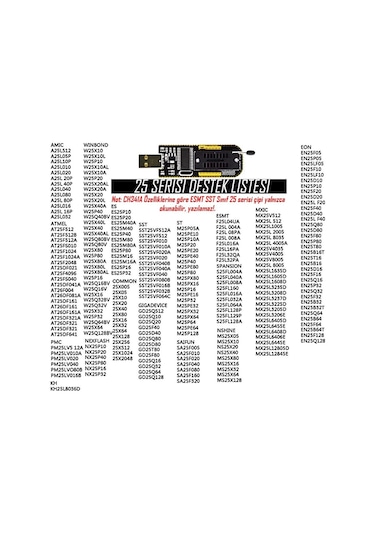 CH341A 24 25 Serisi BIOS USB Programcı Modülü & 93CXX / 25CXX / 24CXX İçin SOIC8 SOP8 Test Klipsi