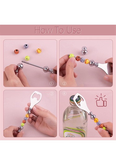 Gatherco 4'lü Paket Kendin Yap Boncuklu Bira Açacağı Metal Şişe Açacağı Dekoratif Boncuklu Şişe Açacağı Barmenler İçin Mutfak Aleti Diğer