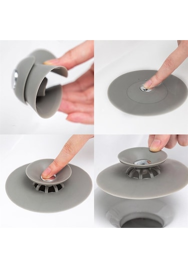 2 Kademeli  Dokunmatik Lavabo Tıkacı Silikon Lavabo Gider Tıpası Çok Renkli