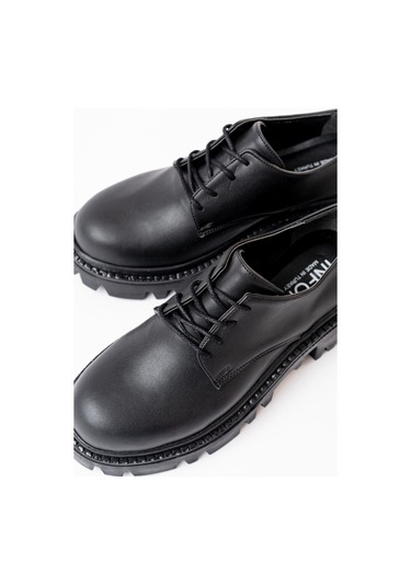 868-754 Siyah Bağcıklı Günlük Yüksek Tabanlı Loafer Ayakkabı Beyaz