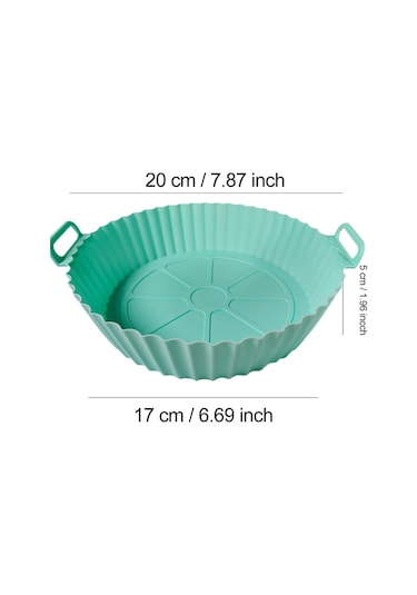 Yeşil 22/24 Cm Yuvarlak Silikon Hava Fritöz Pişirme Sepeti Astarı Airfryers  20 Cm