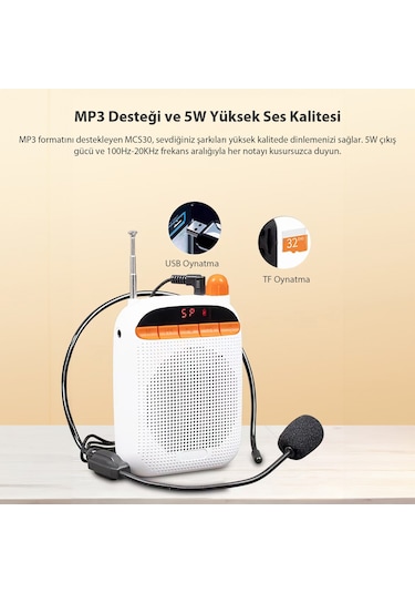 Lecoo MCS30 Kablosuz Çift Mikrofonlu Ses Kaydetme Özellikli Taşınabilir Hoparlör