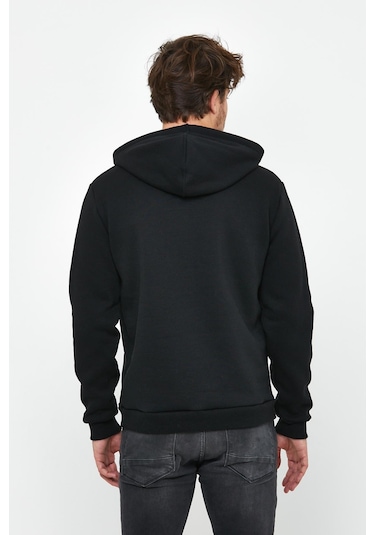 Polostate Erkek İskelet Nakışlı 3 İplik Sweatshirt Siyah