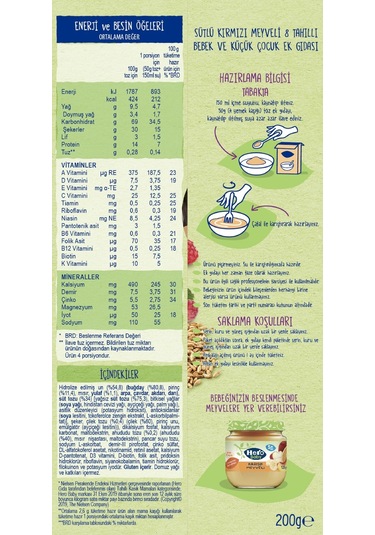 Hero Baby Kırmızı Meyveli 8 Tahıllı Kaşık Maması 200 G