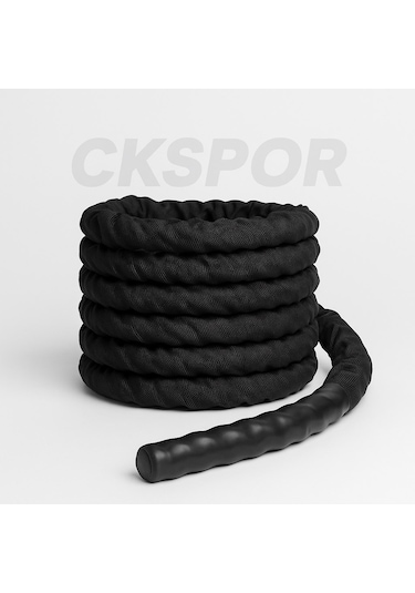 Ckspor Dayanıklı Kılıflı Antrenman Halatı 10 Metre 36 Mm Battle Rope Crossfit Dayanıklılık Güç Antrenmanı