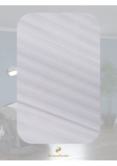 Br Demor Home Geniş Pliseli Beyaz Zebra Stor Güneşlik Perde Metal Kasa Beyaz