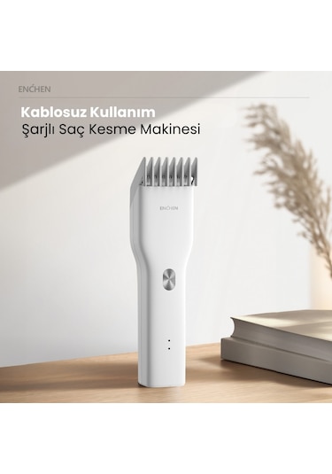 Enchen Boost Beyaz Taşınabilir Şarjlı Saç Kesim Makinesi