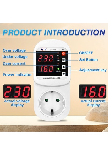 Besthome1 Standartlı Otomatik Voltaj Ve Akım Koruyucu Priz, Buzdolabı/cihaz İçin Led Ekranlı Güvenlik Prizi