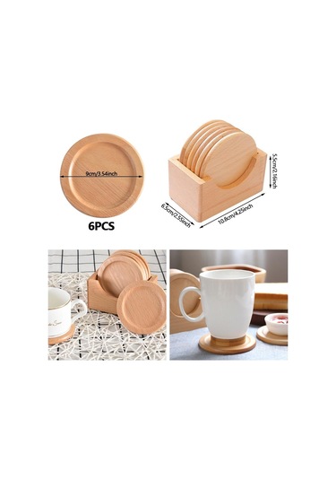 1 Takım Kayın Ahşap Bardak Altlığı Placemats Ahşap Bardak Altlığı Ahşap Bardak Altlığı Kutusu Yuvarlak Şekil Termos Mat Kahve Çay Bardağı Altlığı Ahşap
