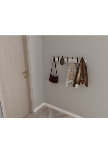 Hepsi3boyutlu Modern Duvar & Kapı Kanca Askılık - 7 Adet Siyah Kanca Askılık - Model No : 3 Siyah