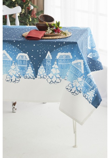 Ays Home Mavi Christmas Yılbaşı Yemek Masa Örtüsü