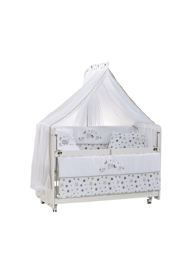 Meltem Kids Kuzu Nakışlı Pamuklu Bebek Uyku Seti 60 x 120 CM Ekru