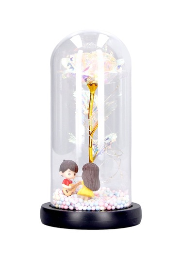 Shineyee Gitar Figürlü Renkli Led Aydınlatmalı Cam Gül Sabiti - Sevgiliye Hediye, Ev Dekoru, Yatak Odası Gece Lambası Pil Dahil Değil