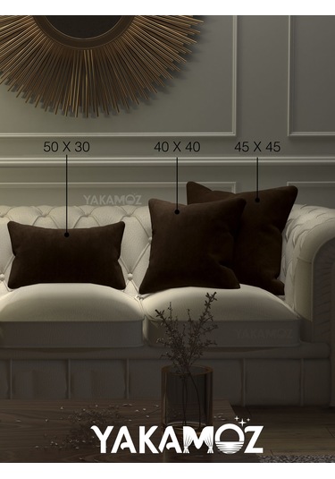 Br Yakamoz Çikolata Kahvesi Renk Kırlent , Yastık Kılıfı Kadife Görünümlü Velvet Touch Serisi Çikolata Kahvesi