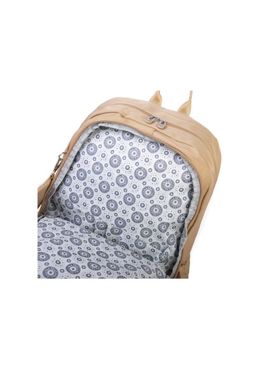 Nas Bag Unisex Büyük Boy Hafif Çok Gözlü Sırt Çantası Kum Kum - Bej