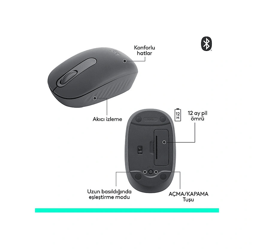 Logitech MK250 Kablosuz Bluetooth Kablosuz Klavye ve Mouse Seti Siyah