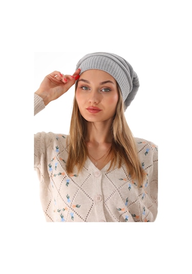 Kadın İpli Gri Bere Gri