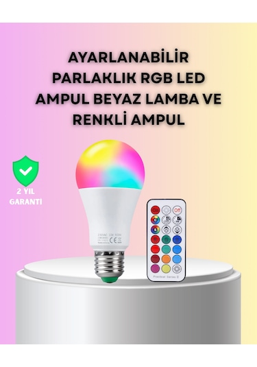 Kumanda Destekli Çok Renkli Akıllı Led Ampul