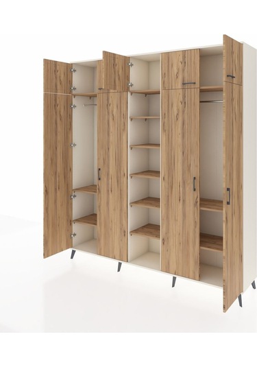 Hyperion Dolap 12 Raflı 9 Kapaklı 2 Askılı 220x44x243 Aytaşı-çam/çam Atlas Çam/atlas Çam