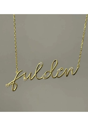 Kadın Gümüş Kolye - Taşlı Trend İsim Kişiye Özel Işıklı Kutuda Sevgiliye Eşe Anneye Altın