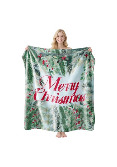 Noel Fral Küçük Battaniye Festival Atmosferi Pratik Kullanım-mt-flr-44 150 200 Yeşil