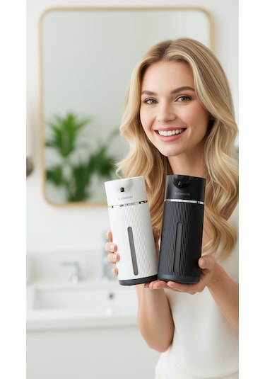 Evo House Otomatik Sensörlü Köpük Sıvı Sabunluk - Şarjlı- Dijital Led Ekran - Duvara Monte - E15 Model Siyah