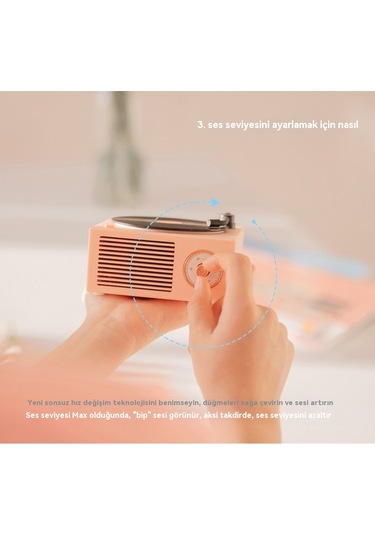 Atomik Vinil Kayıtlı Bluetooth Hoparlör-beyaz