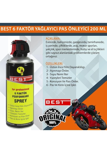 Best 6 Faktör Yağlayıcı ve Pas Önleyici Performans Spreyi 200 ML