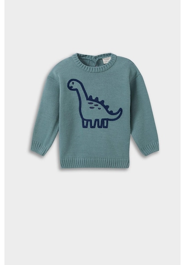 Defacto Erkek Bebek Regular Fit Dinozor Baskılı Kazak F2581a525aukh434 Haki