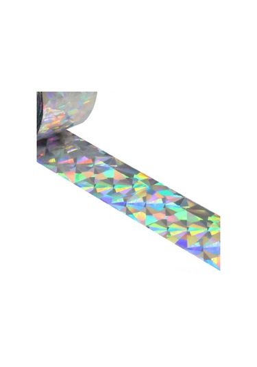 Qingmipy Çift Taraflı Yansıtıcı Kuş Kovucu Bandı - 4.8cm X 50m Çiçek Desenli Pet Folyo - Balkon, Bahçe, Tarla Kuş Engelleme Şeridi