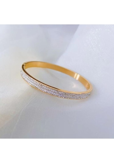 Novahub Altın Solmayan Titanyum Çelik Bileklik Köpüklü Tam Taklidi Çiftler Açıklıklar Bilezik Altın Altın