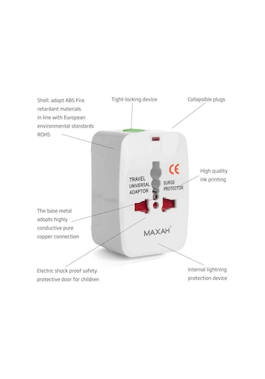 Universal Priz Fiş Çevirici Dönüştürücü Adaptör Tüm Ülkeler