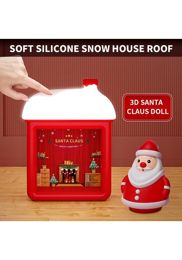 Teltree Usb Şarjlı Çocuk Odası Gece Lambası: 3d Noel Baba Figürlü, 3 Parlaklık Modlu, Manyetik Açma Kapama, Dekoratif Işık Evi Kırmızı