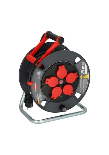 Brennenstuhl Profesyone Serisi 5 Soketli Sigorta Şalterli Ip44 Lisanslı 25 Metre Makaralı Kablo H07rn-f 3g1.5