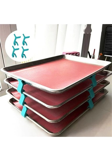 Ulzyvf Yerden Tepsi Mavi İstifleyici Fırın Tasarruf Sağlayan 12 Adet Mavi