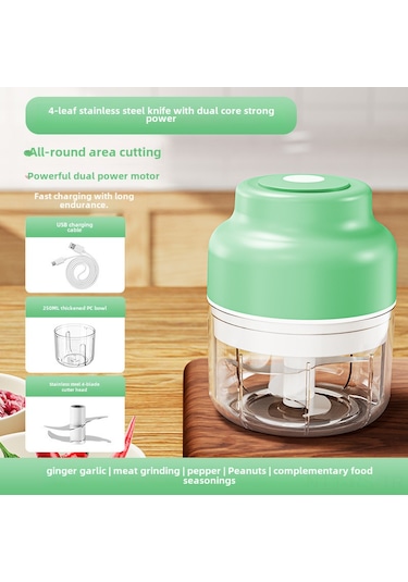 Reedark Mini Elektrikli Sarımsak搅拌机 - Kablosuz, Otomatik Karıştırma, 250ml, 4 Yaprak Bıçaklı Yeşil Güncellenmiş Versiyon Diğer