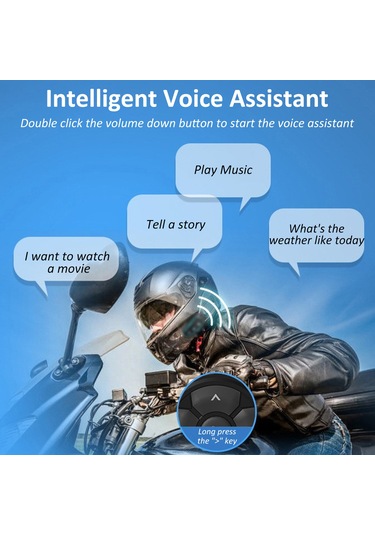 Yuntech01 Motosiklet İçin Bt 5.3 Akıllı Kumanda - Sesli Asistan, Müzik Kontrolü, Su Geçirmez Ip67, 100 Saat Kullanım Süresi