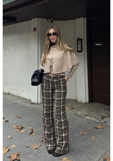 Bej Pelerin Detaylı Triko Hırka - 1317 Bej