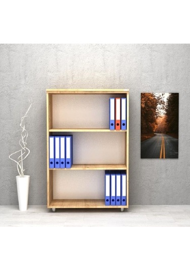 Kobiç Ofis Dosya Dolabı Raflı Suntalam Dolap 70x35x115 Cm Meşe Meşe