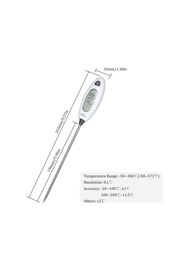 Ranyeek Gm1311 Yiyecek Sıcaklık Ölçer, Sayısal Göstergeli Prob Tipi, -50 300 C Aralığı, Mutfak Suya Yağa Sıcaklık Ölçümü, Hassas, Pil İçermez