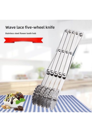 Aubyhe Stahl Çok Tekerlekli Pasta Kesici - Pizza, Simit, Gofret Dilimi Aracı 5 Tekerlekli Döşeme Kıyma Ucu Diğer