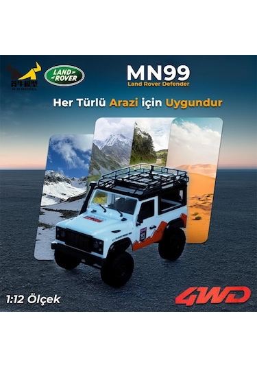 Mn Model Mn99 V2 1/12 Land Rover Defender D90 4wd Rc Model Crawler Offroad Uzaktan Kumandalı Araba Truck Rtr Beyaz+dahili Işık Seti