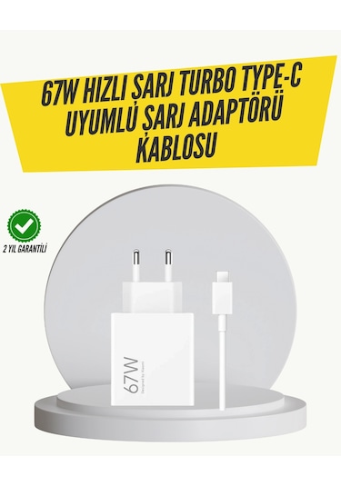 67w Turbo Hızlı Şarj Adaptörü Ve Type-c Kablo Güvenli Şarj Teknolojisi