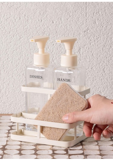 The Mia Metal Standlı Sıvı Sabunluk Beyaz 3 Parça Çok Renkli