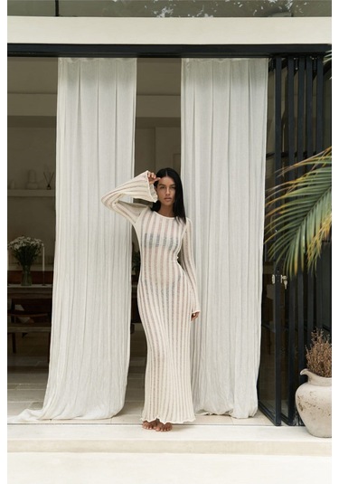 Railay Bej Uzun Triko Elbise Bej